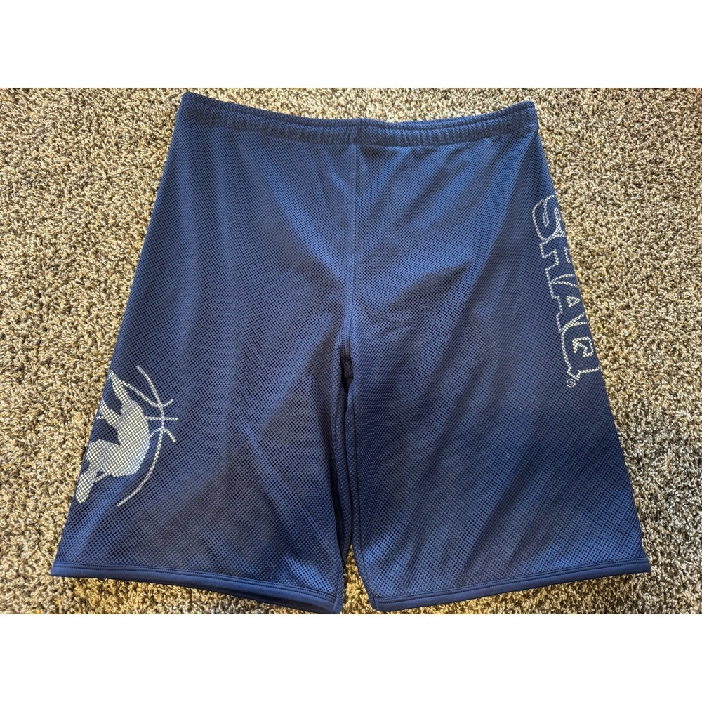 SHAQ Mens Medium Navy Blue Mesh Basketball Shorts Polyester Athletic Activewear